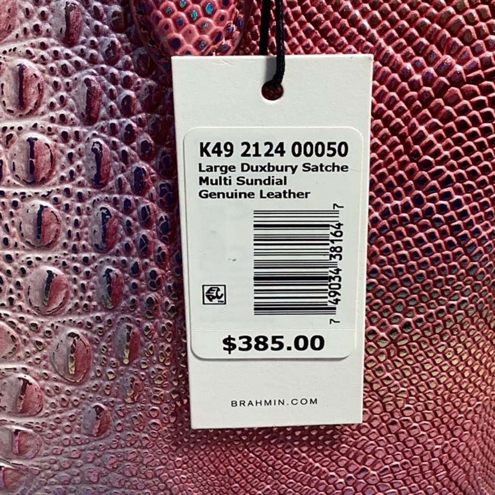 Brahmin Pink and Purple Satchel with Crocodile Texture - Picture 5 of 15